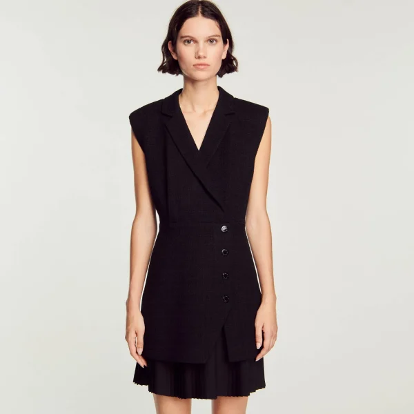 Clearance Robe Plissée En Tweed Femme Robes