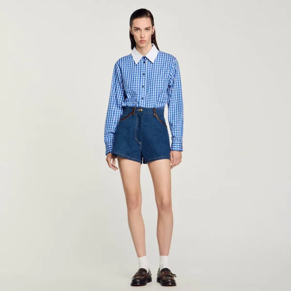 Clearance Short En Jean Détails En Cuir Femme Ensembles | Jupes & Shorts