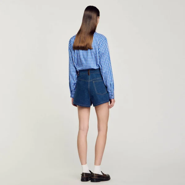 Clearance Short En Jean Détails En Cuir Femme Ensembles | Jupes & Shorts