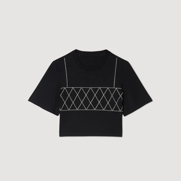 New Tee-shirt Court Strassé Femme T-Shirts