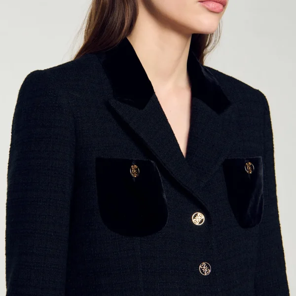 Cheap Veste Courte En Tweed Velours Femme Ensembles | Blousons & Vestes